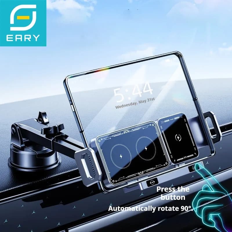 Caricabatterie Wireless per Auto Eary 15W a Ricarica Rapida, Supporto per Auto da Bocchetta dell'Aria o Cruscotto per Samsung Z Fold 7 6 5 4 e iPhone 17 Pro Max