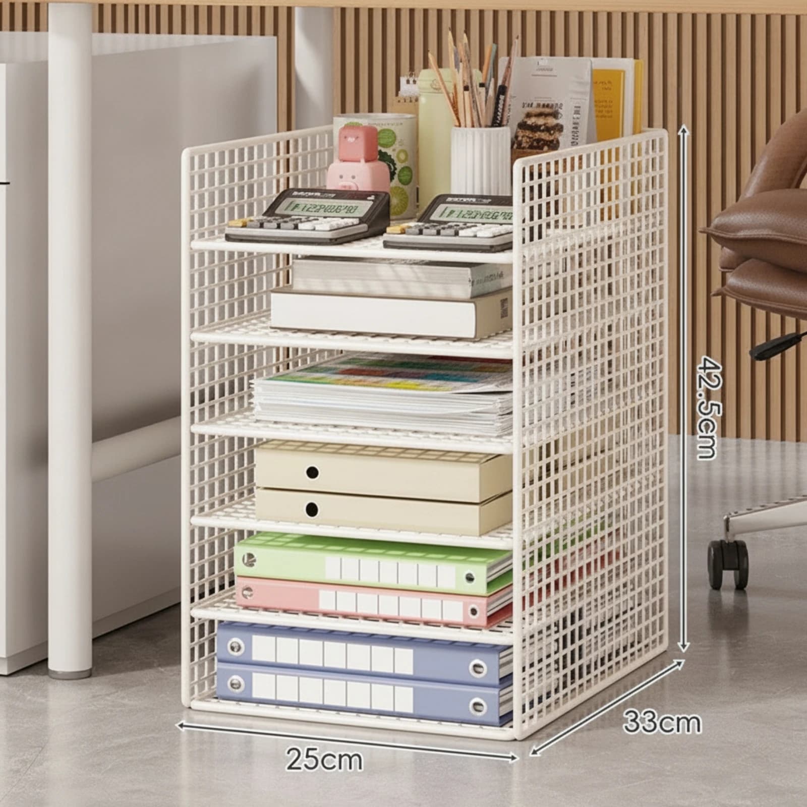 Under-Desk File Storage Rack Space-Saving Six-Layer File Organizer Desk Organizer with Shelves Minimalist Vertical