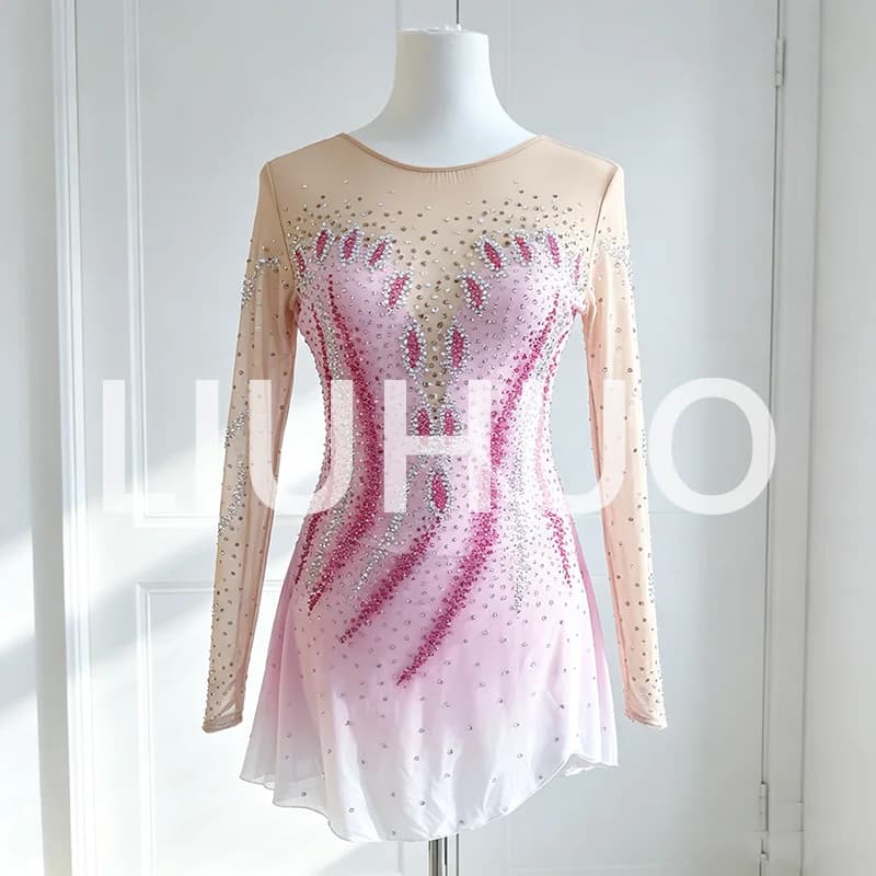 LIUHUO Ice Figure Skating Dress Girls Women Teens Stretchy Spandex Competition Wholesale BD9094