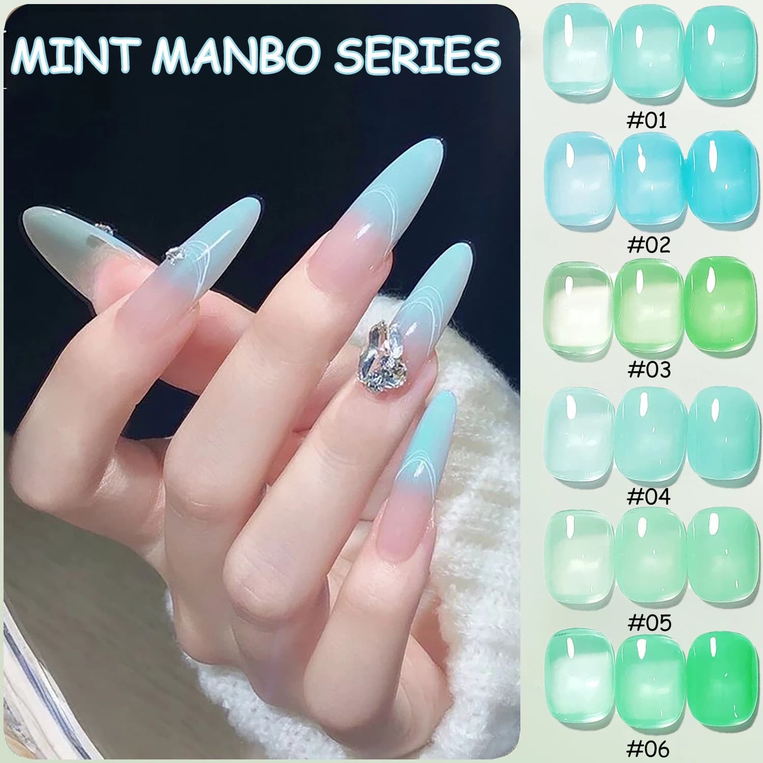 MISS SHAKA Smalto Gel per Unghie 6 Colori 12ML, Serie Estiva 2026, Nuova Collezione Ice Clear Milky Blu-Verde