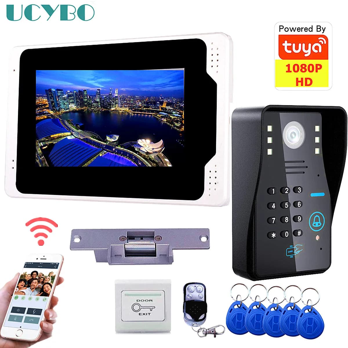 Sistema di videocitofono per campanello senza fili per appartamento di casa smart tuya IP door phone telecamera wifi esterna videocitofono RFID