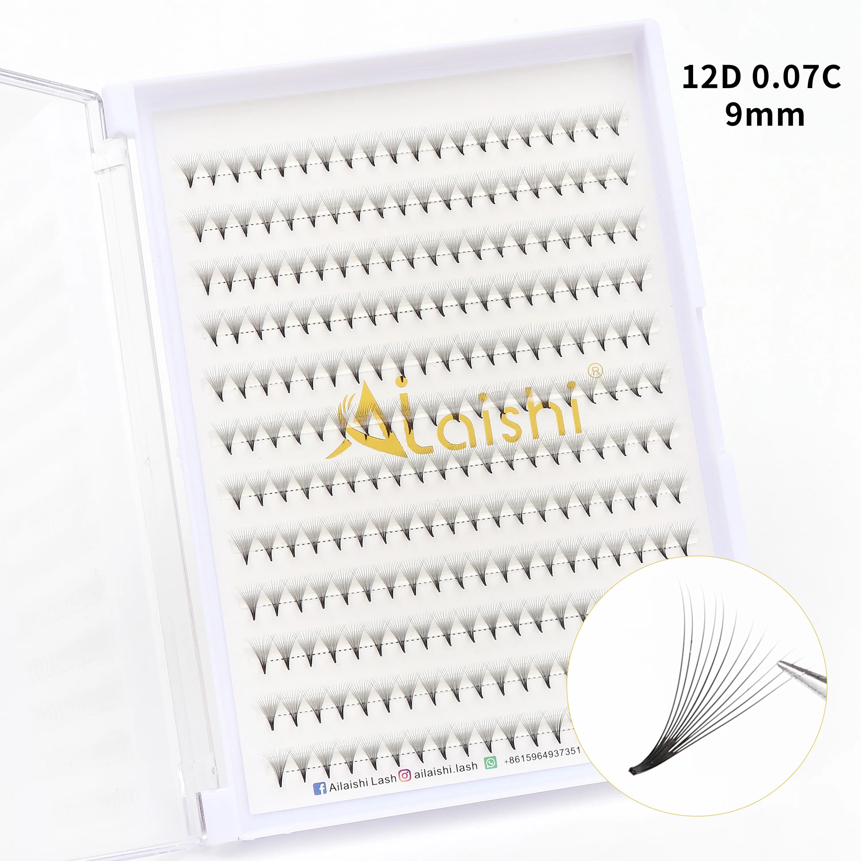Fake 12D point-based eyelashes, C/D thick lashes, prefabricated eyelash extension