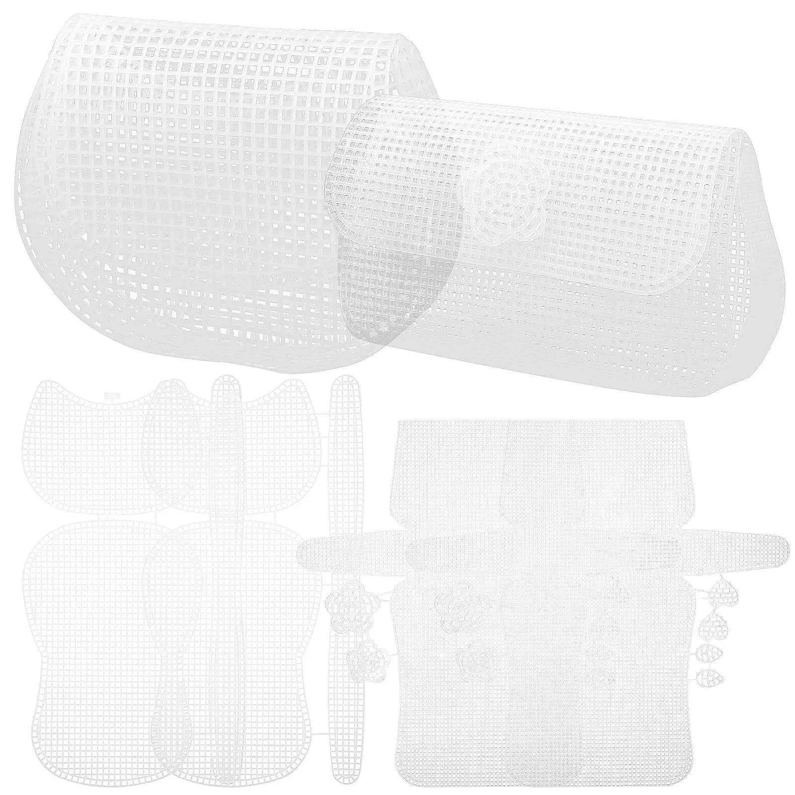 6pcs Mesh Plastic Canvas Transparent Handbag Kit Knitting Shoulder Bag Handmade Bag Piece Yarn Hooked Bag DIY Accessories