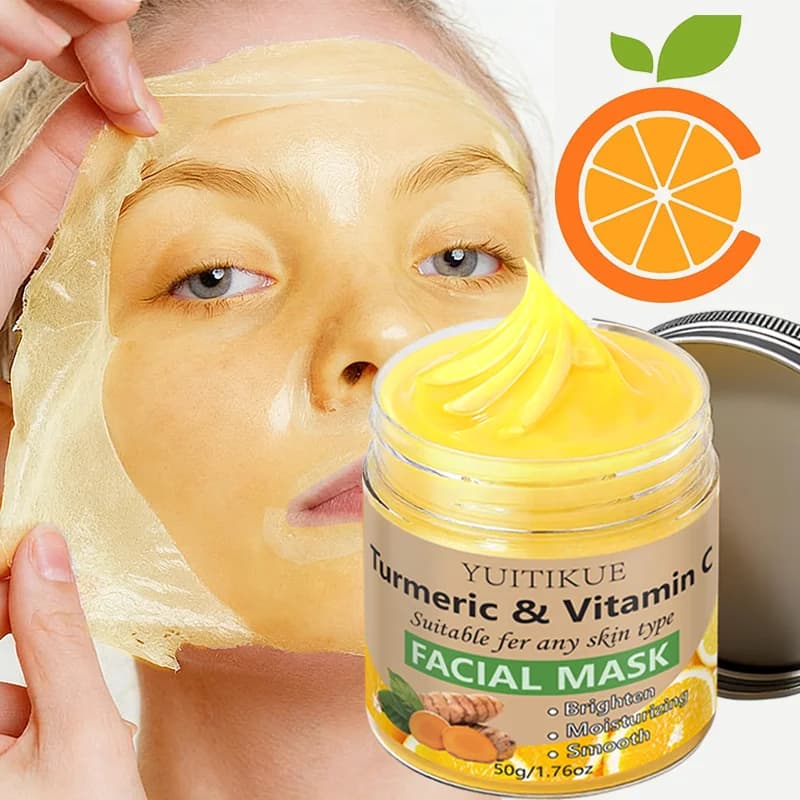 Maschera di Argilla con Curcuma e Vitamina C per Illuminare, Levigare, Idratare e Calmare la Pelle Opaca e Non Uniforme - Cura della Bellezza Naturale