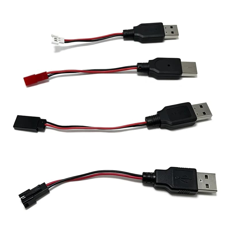 2 Pezzi Cavo di Ricarica USB per Batterie al Litio 3.7V, da USB a Connettori JST/SM/Futaba per Droni RC e Quadricotteri