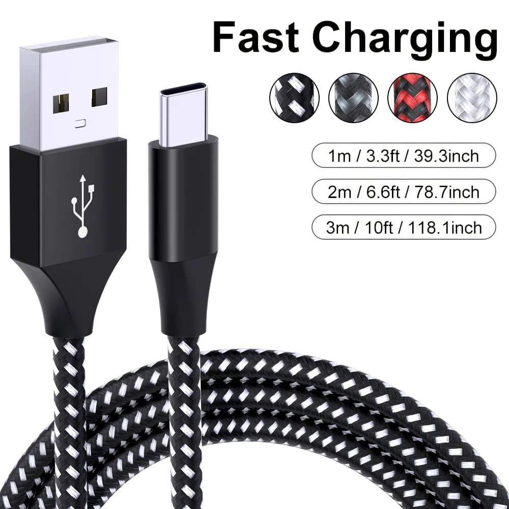 LAIHONEN 1PACK Cavo USB A a USB C ricarica rapida Cavo di ricarica di tipo C adatto per iPhone 16 15 Pro Pro Max Plus Moto G Nylo