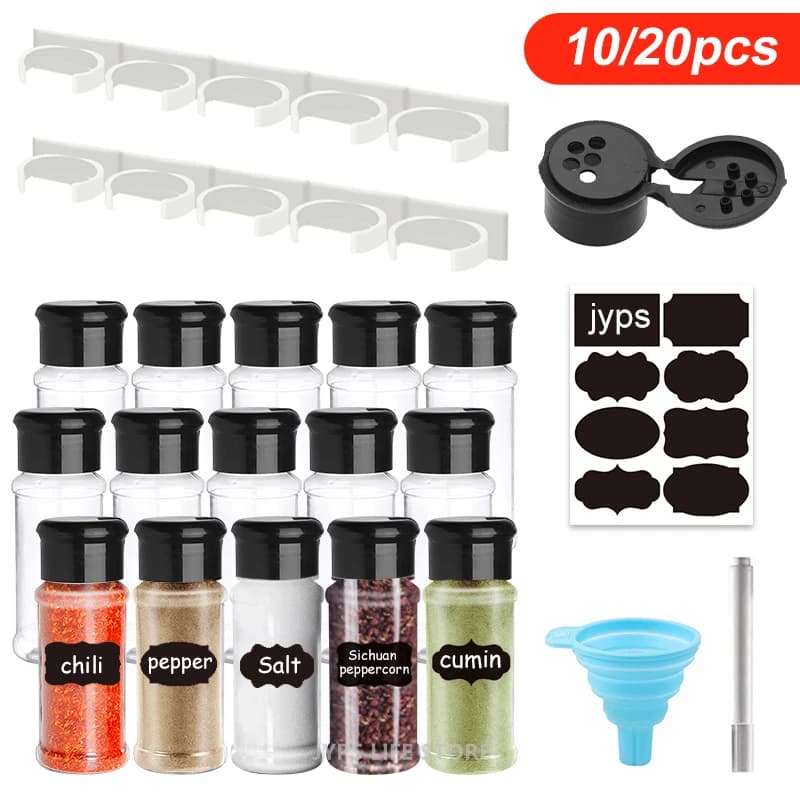 10/20 pezzi barattoli di spezie sale e pepe shaker in plastica condimento shaker bottiglie spezie organizzatore cucina portaspezie set di barattoli di spezie