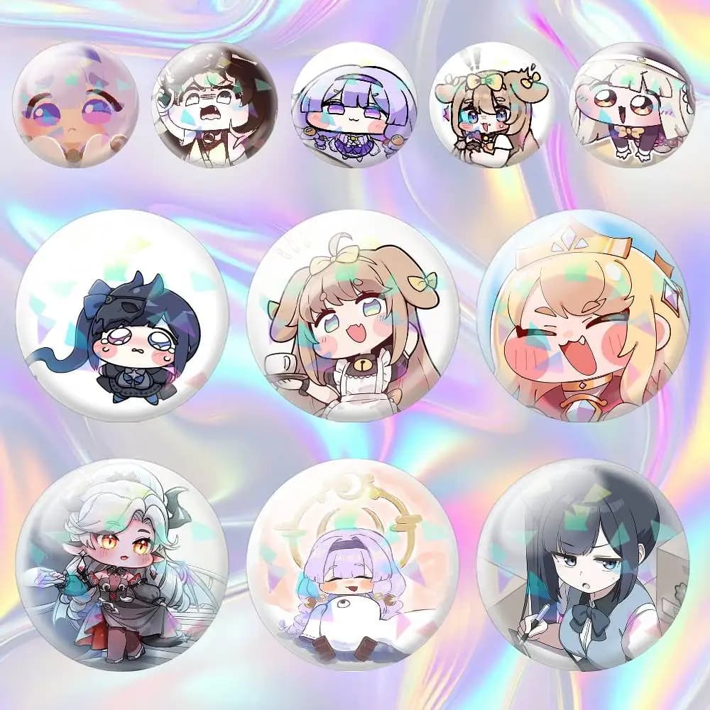 Trickcal Chibi Go Cute KR Game 75mm 44mm 25mm Accessories Toys Badge Brooch Backpack Hat Pins
