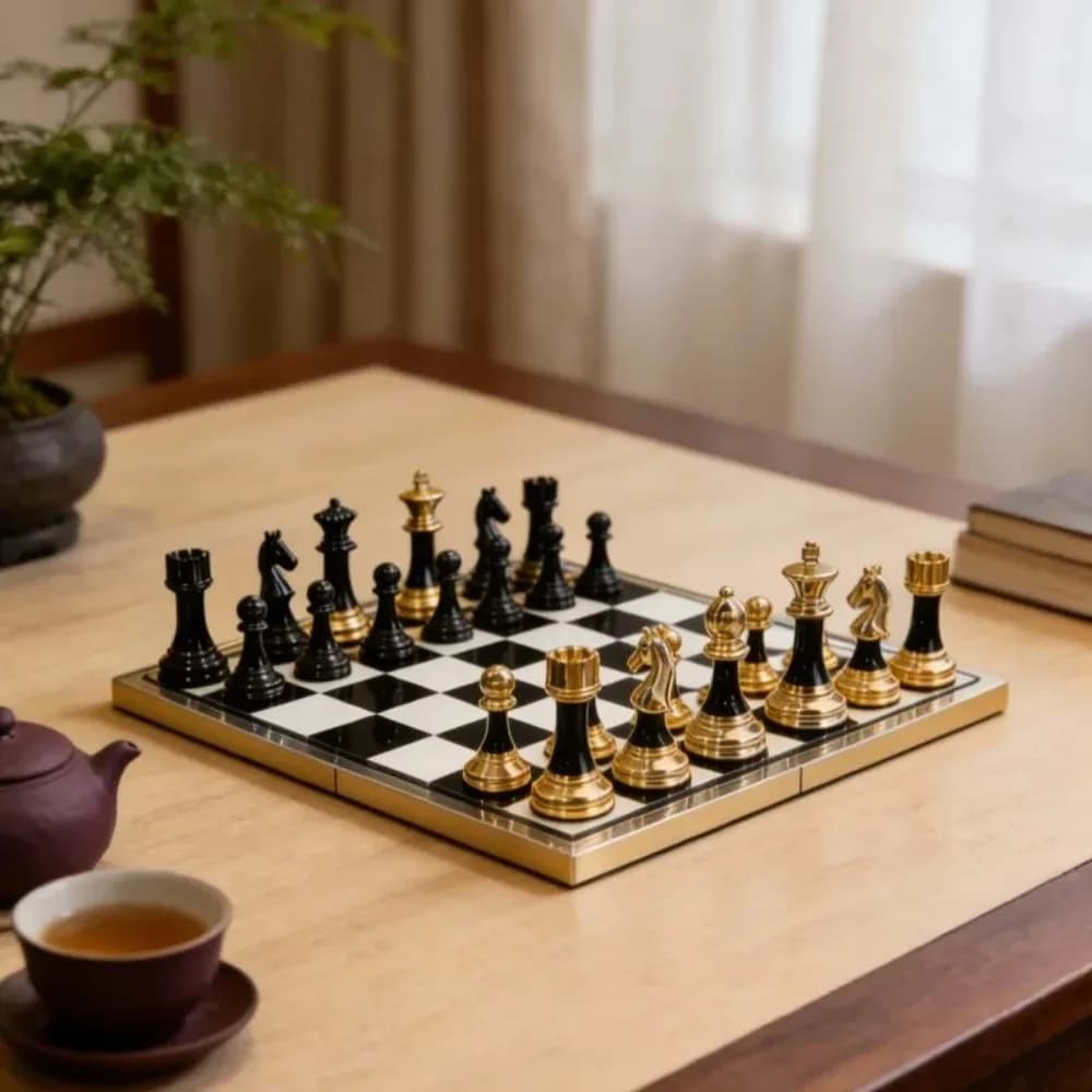 Creative Crystal Glass International Chess Metal Chess Set Office Desk Decoration Exquisite International Chess Sculpture Decor