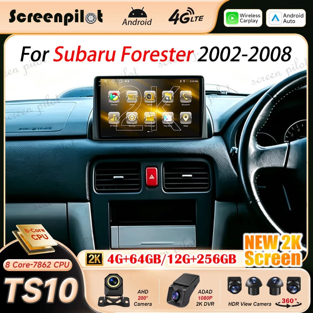 Android 16 Car Radio Stereo For Subaru Forester 2002 2003-2008 Multimedia Player Wireless Auto Carplay 2K QLED GPS Navigation 5G
