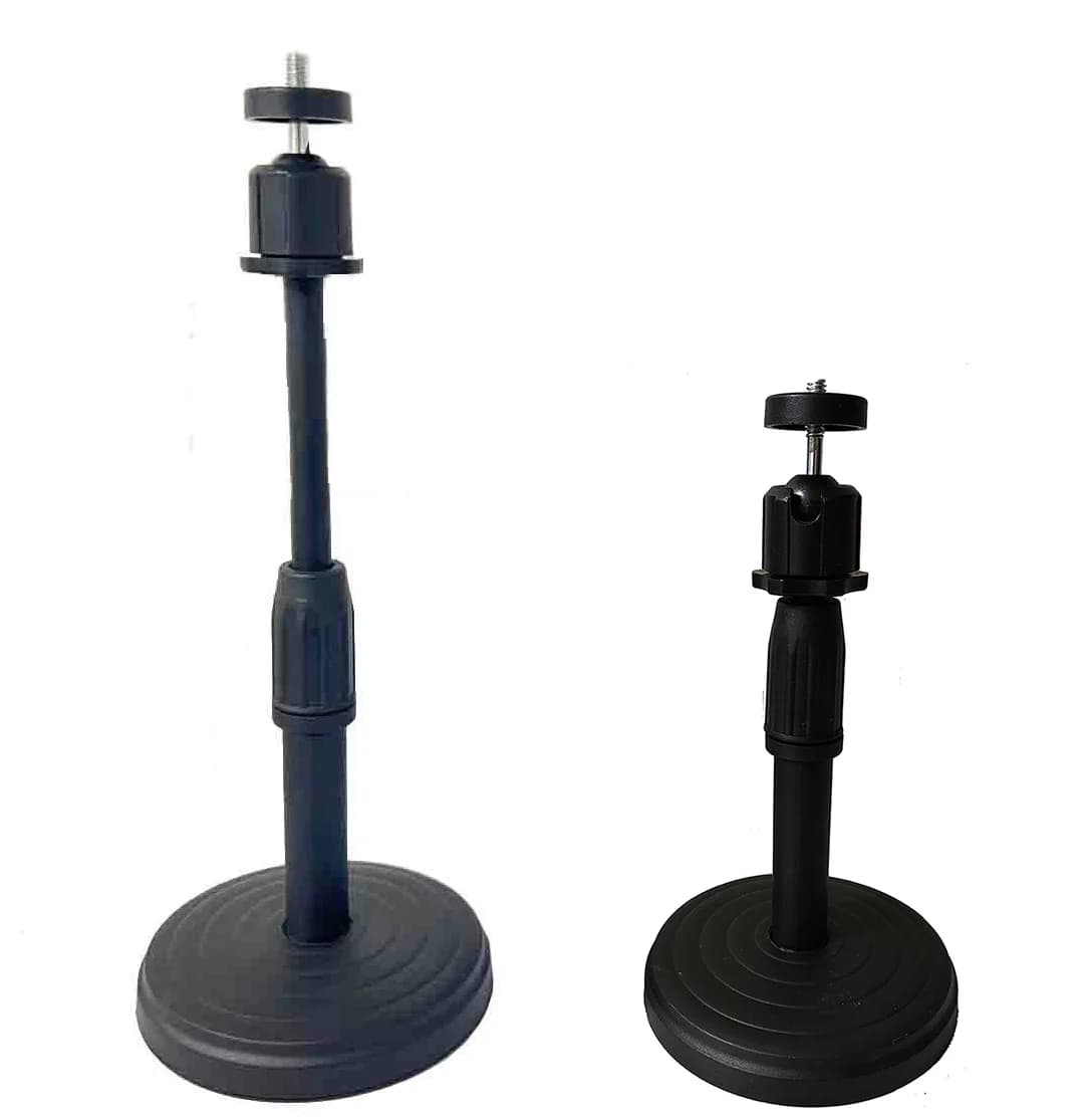 Monopiede allungabile con base rotonda da tavolo con supporto a clip Testa a sfera per telefoni cellulari Microfoni Supporti per blogger dal vivo Treppiede