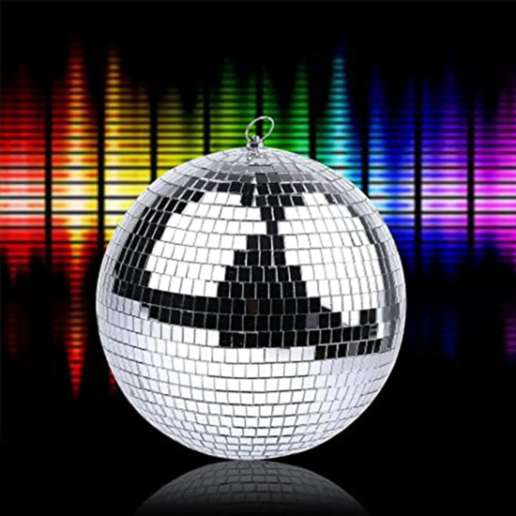 AA05 6X Sfera a specchio argentata da appendere con anello per effetti luminosi, feste, decorazioni per la casa, palcoscenici (20 cm)