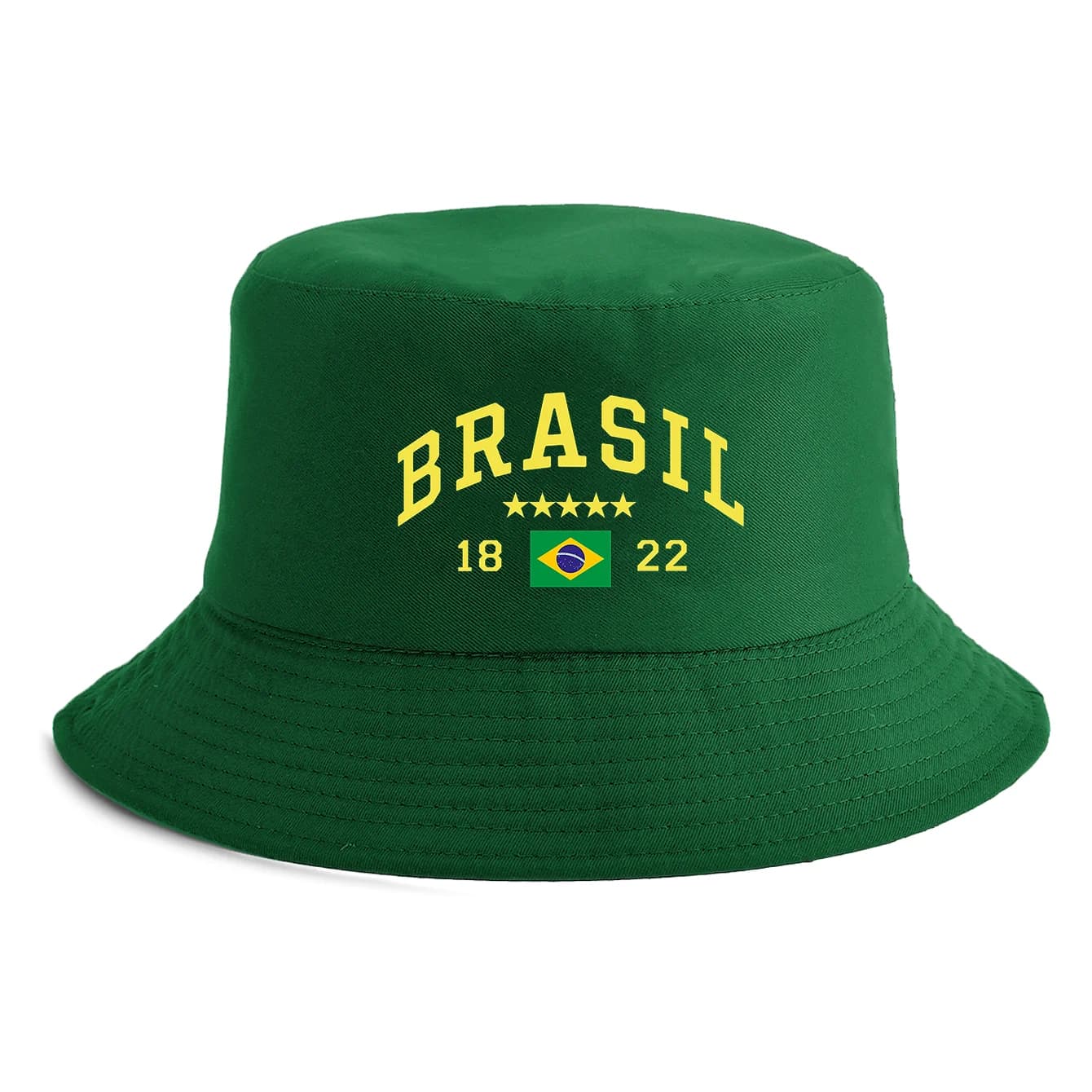 Unisex Brasil Flag Print Bucket Hat Reversible Retro Fisherman Cap Available in Multiple Retro Colors Outdoor Sun Protection Hat