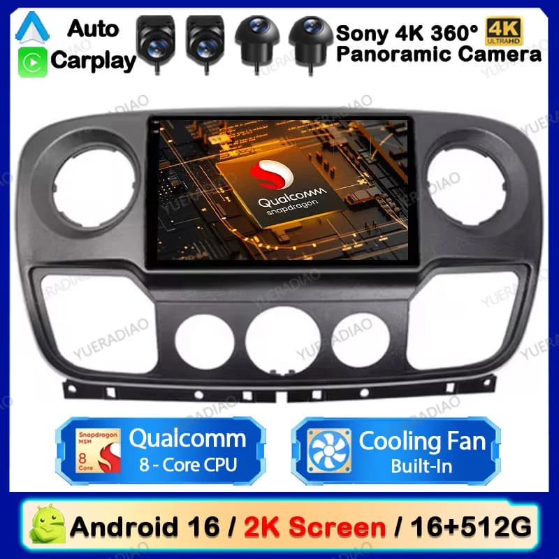 Android 16 Car Radio For Renault Master Nissan NV400 Opel Movano 2010 - 2021 Backup Camera GPS NAVI DVD Carplay & Android Auto