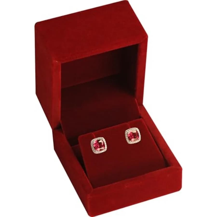 Luxury Velvet Stud Earring Box Multiple Use Necklace Pendant Earring Jewelry Gift Storage Holder Box Jewelry not Included (1, R