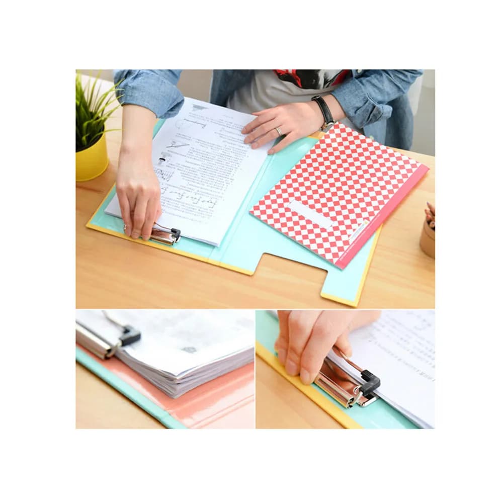 Cartella Portadocumenti A4 Creativa per Ufficio con Doppia Clip in Acciaio Inossidabile e Fascia Elastica Multifunzionale