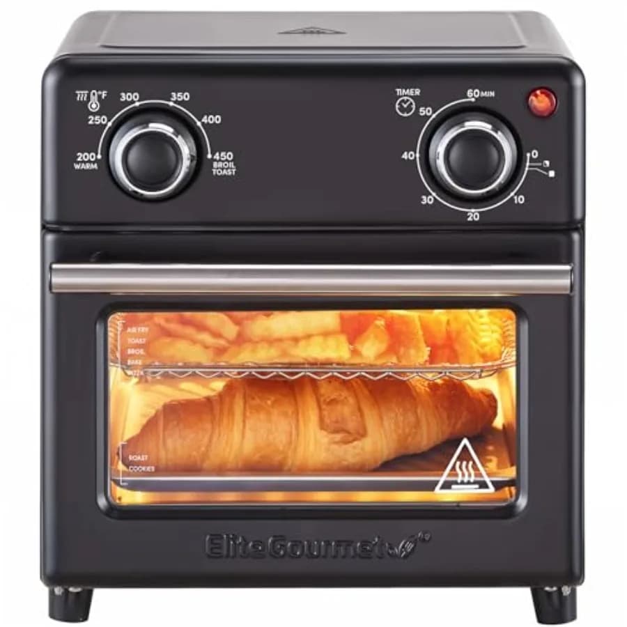 8.5 liters air fryer with time and temperature controls, 800 watts, black, includes recipes