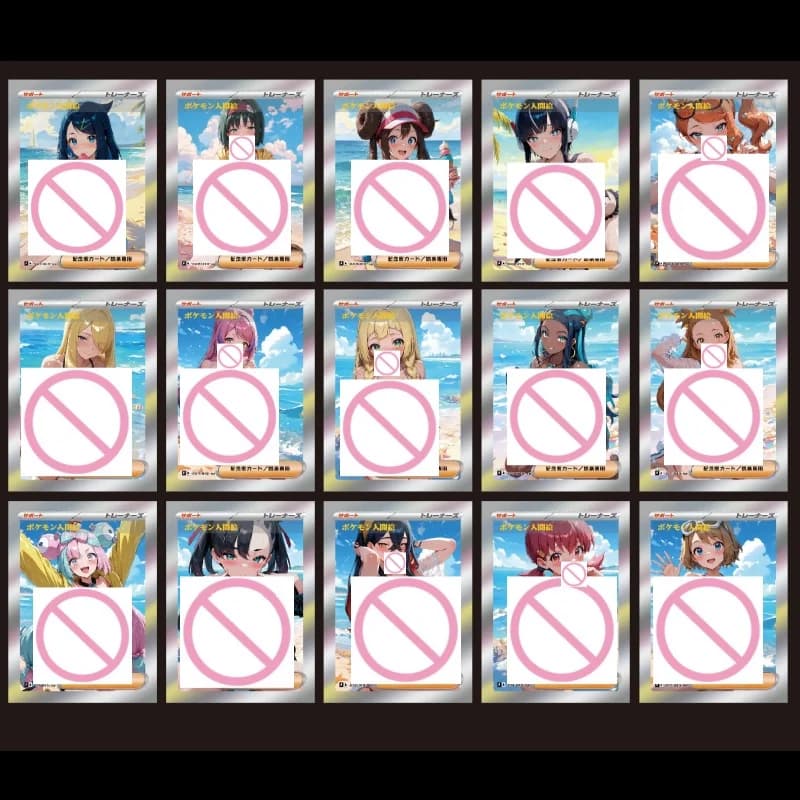 ACG Trainer Summer Beach Swimsuit Liko Misty Sonia Fan Diy Folding Flash Card Mallow Rika Hilda Game Collection Gentleman Card