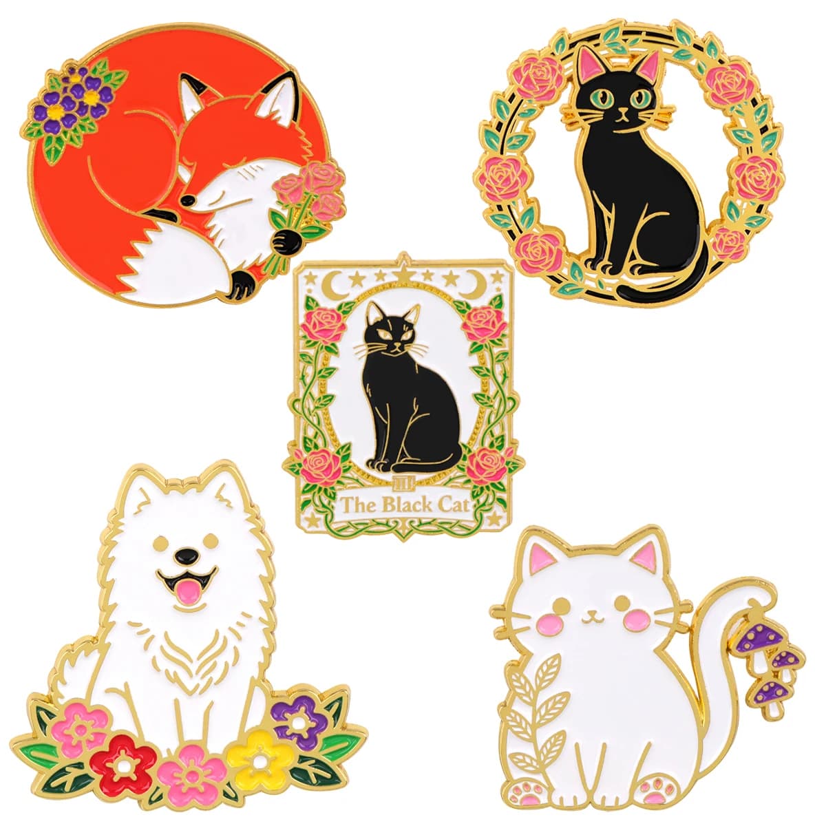 Spille per carte dei tarocchi gatto nero per donna Spilla smaltata per cani carini Distintivo in metallo Gioielli Abbigliamento Zaino Accessori Regalo per amici