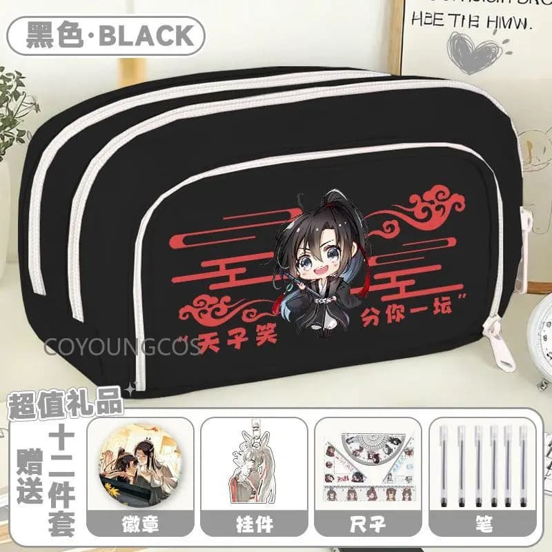 Astuccio in tela con stampa semplice Anime Grandmaster of Demonic Cultivation, regalo per fan di cosplay di Weiwuxian, Lanwangji, ecc.