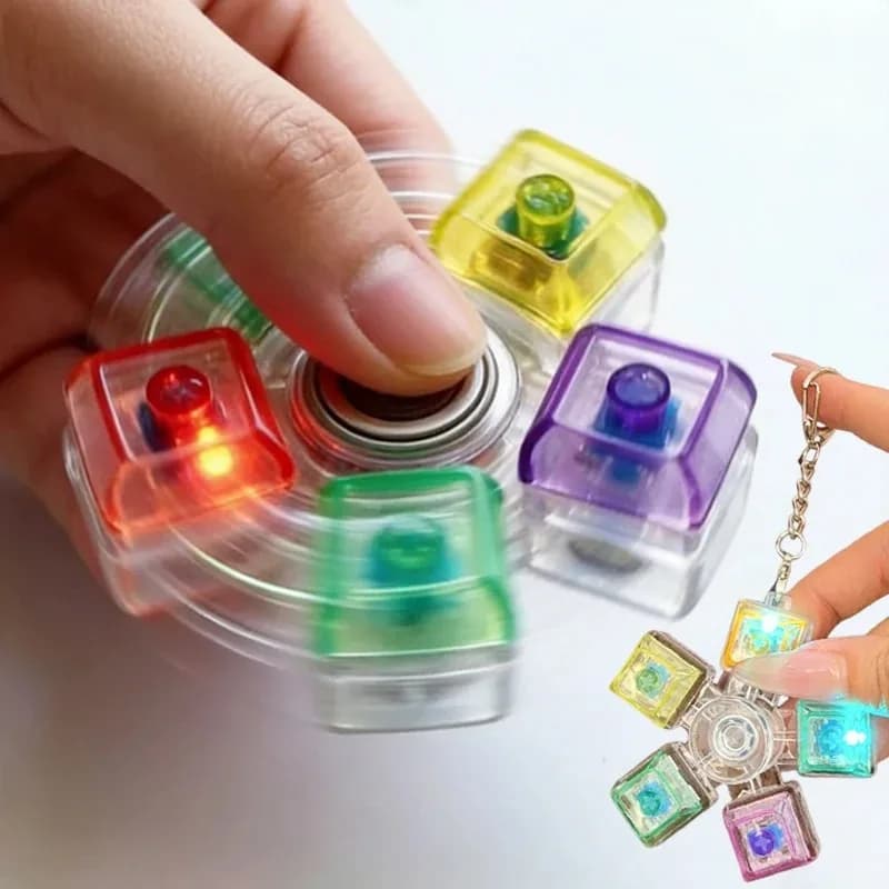 Spinner Antistress a LED per Tastiera 2026, Nuovo Giocattolo Creativo Luminoso da Dito con Strisce di Tastiera Meccanica