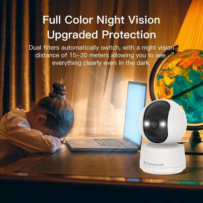 Vstarcam 3MP 1296P O-Kam APP Telecamera IP PTZ Wireless a Colori con Rilevamento Umanoide AI, Allarme di Sicurezza Domestica, Monitor per Bambini CCTV