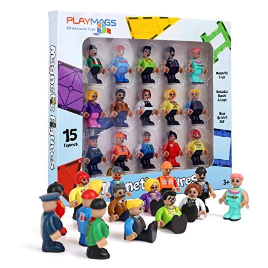 Set di 15 Personaggi Magnetici - Giocattoli da 2 Pollici Perfetti per Costruzioni Magnetiche - Gioco Educativo STEM