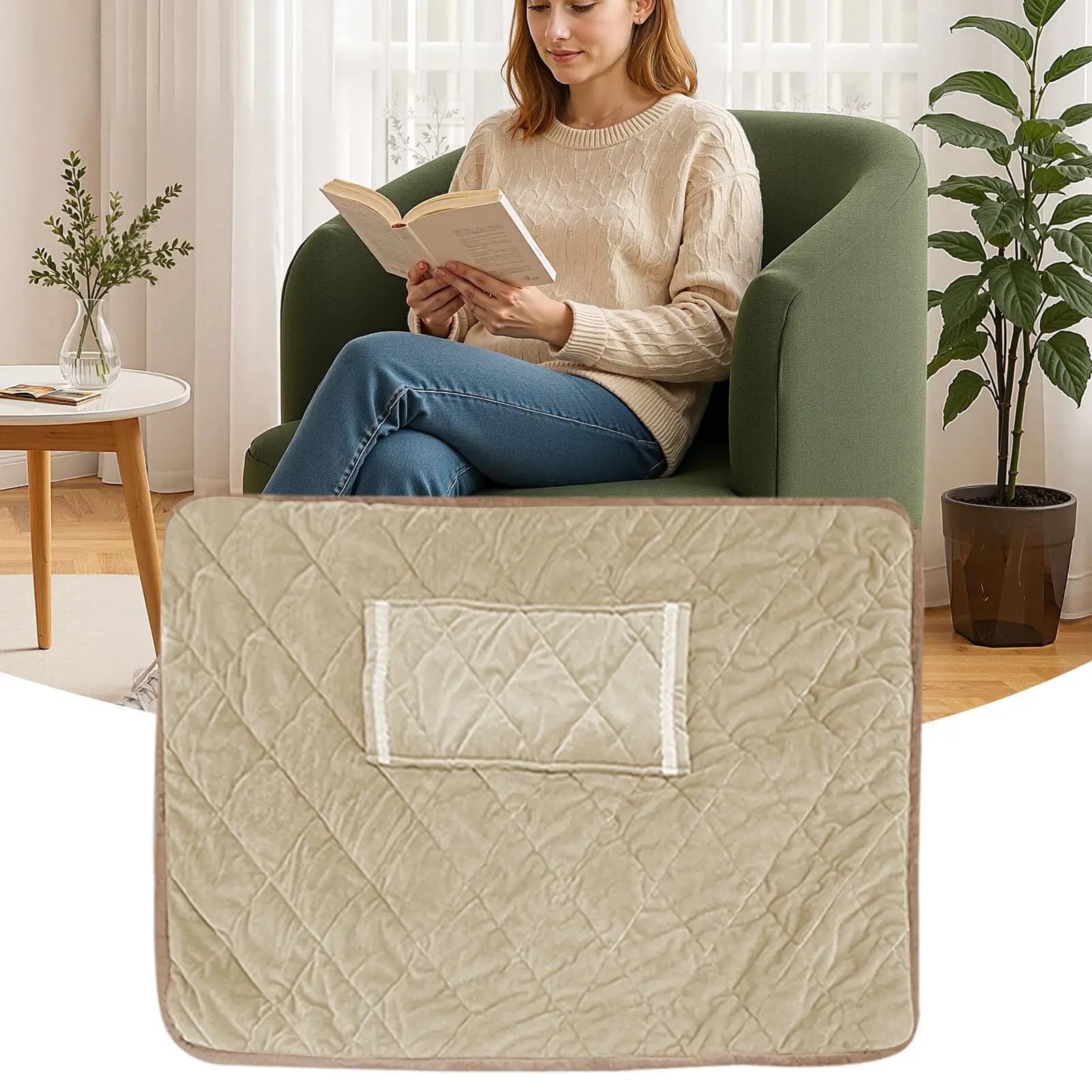 Coperta riscaldata Coperta riscaldante veloce USB con tasca grande per mani Coperta elettrica in peluche lavabile Lavabile morbida