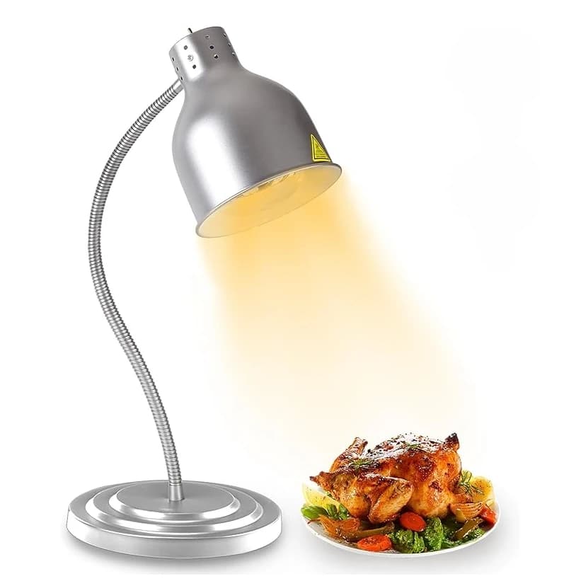 Lampada Scaldavivande Monoluce Argento per Buffet, Luce Riscaldante per Esposizione Pizza, Lampada per Mantenere Caldo il Cibo in Armadietti Barbecue
