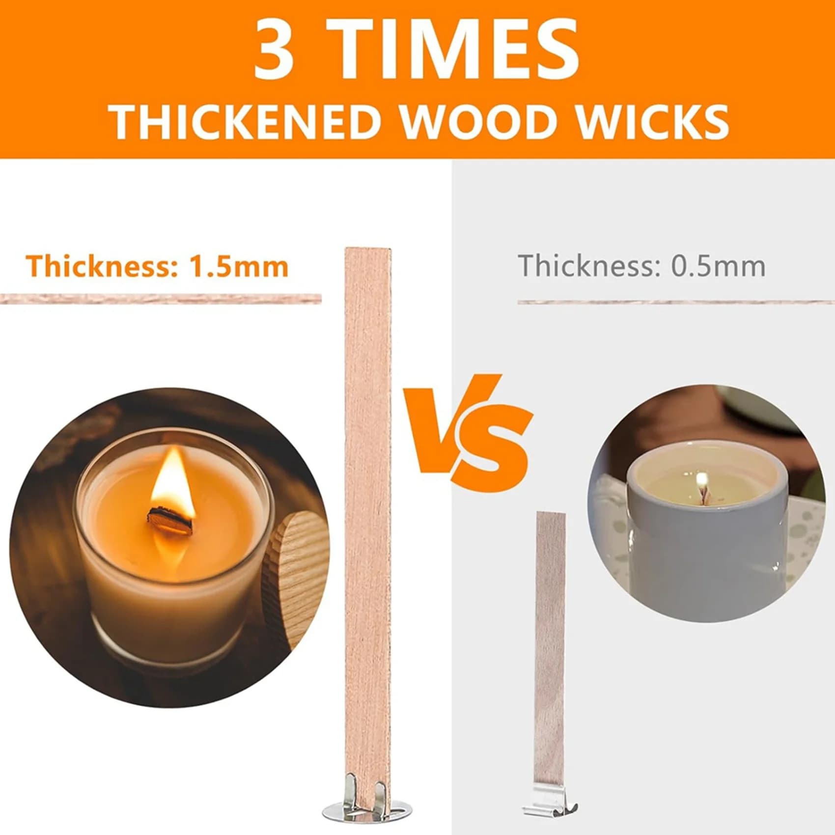 GYTB-360 Pezzi Stoppini in Legno Spesso per Candele, 5.1X0.5 Pollici Stoppini Naturali Senza Fumo per la Realizzazione di Candele
