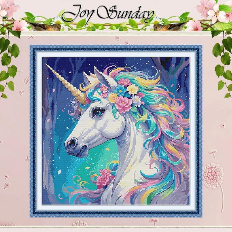 Unicorn Animals Patterns Counted Cross Stitch Set DIY 11CT 14CT 16CT Stamped DMC Cross-stitch Kit Embroidery Needlework Crafts