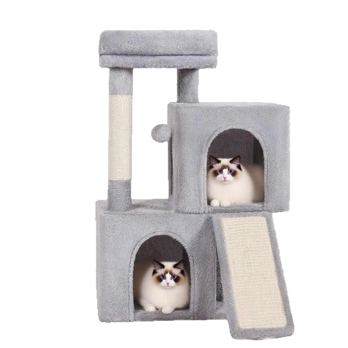Cat Tree with Sisal Scratching Post, Large Multi-Level Climbing Frame, Condo for Multiple Cats, Durable and Space-Saving Design