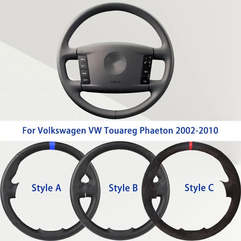 Microfiber Black Leather Cover for Volkswagen VW Touareg Phaeton 2002-2010, Morbida Presa Automobilistica