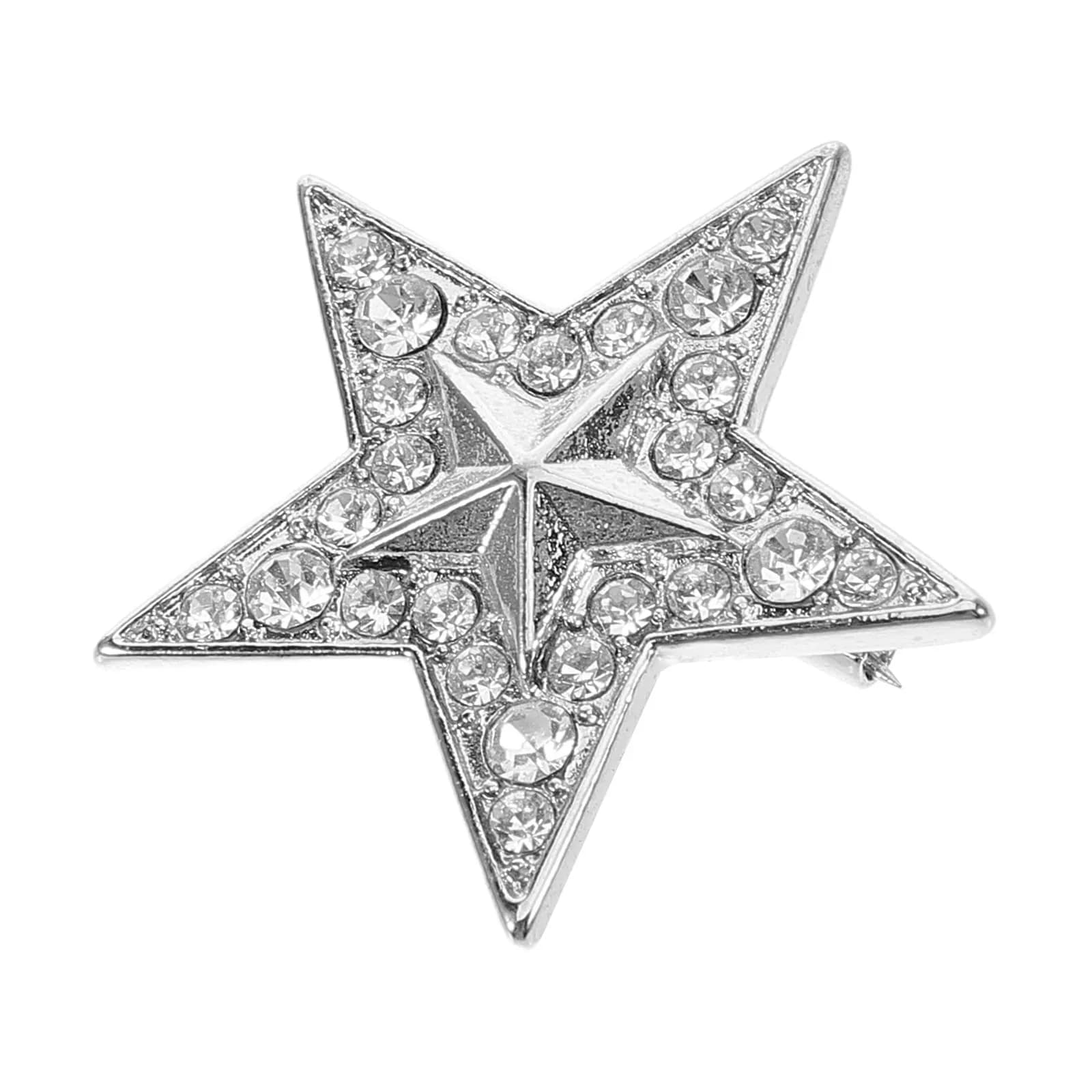 Spilla a Forma di Stella a Cinque Punte, Vintage in Lega con Strass Incastonati, per Abiti da Donna, Giacche, Cappotti e Sciarpe