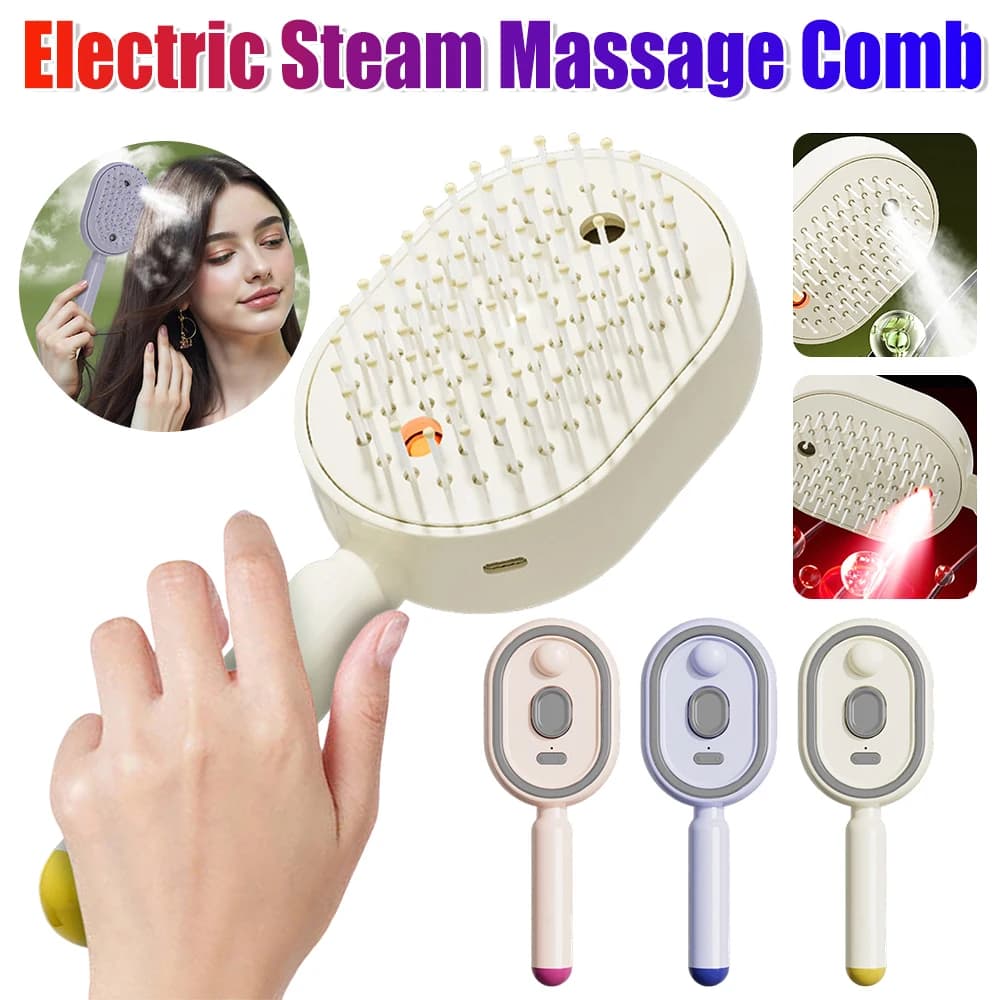 Electric Steam Massage Comb Multi Functional Hair Brush Type-C Charging Spray Smoothing Straightener Anti-Frizz Styling Combs