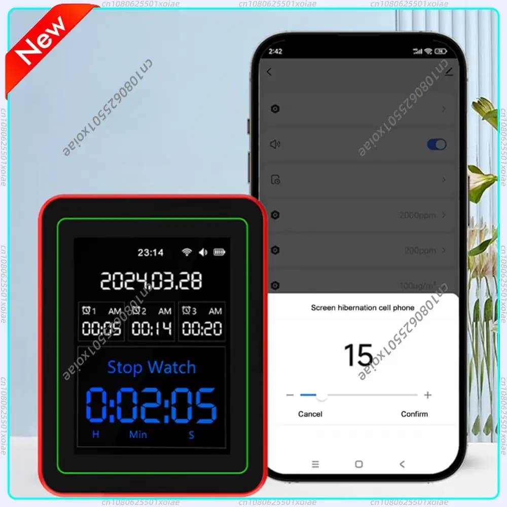 Tester WiFi 15 in 1 Portatile per AQI PM0.3 PM1.0 PM2.5 PM10 con Display TFT, Rilevatore Domestico di CO CO2 TVOC HCHO con Controllo APP