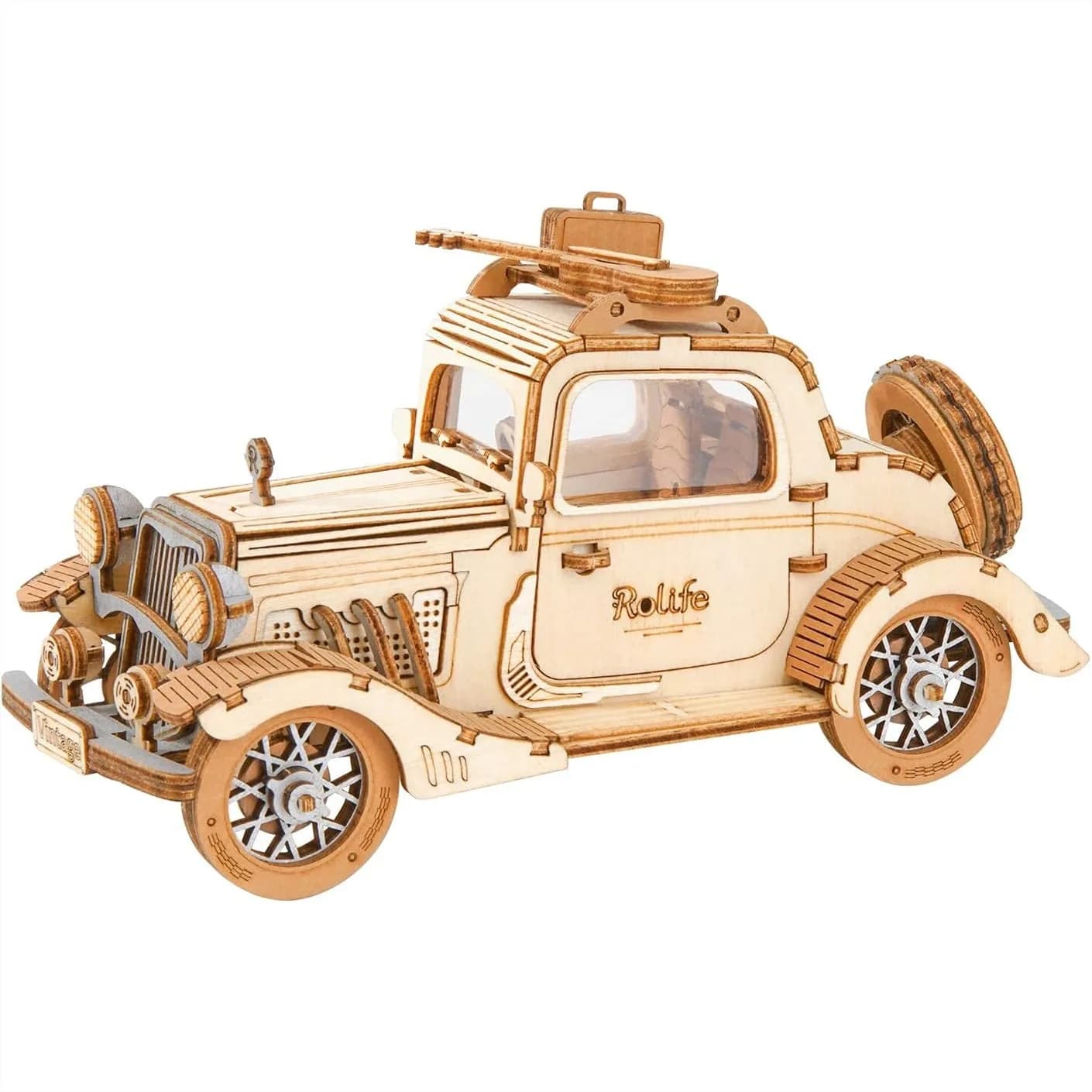 Puzzle 3D in Legno Modello Auto Retrò - Collezione Vintage per Adulti, Giocattolo da Scrivania, Esposizione, Regalo