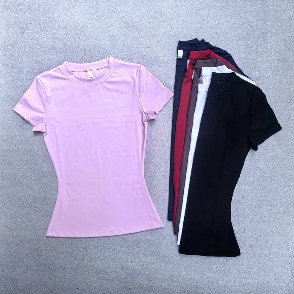 Women's Strapless Gym Top Short Sleeved Yoga Top Sporty T-Shirt Fitness Training T-Shirt Top Sportswear