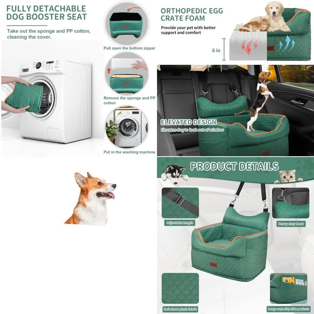 High chair for dogs in memory foam for small dogs up to 25 pounds - High chair for pets with container, safety belt and removable washable