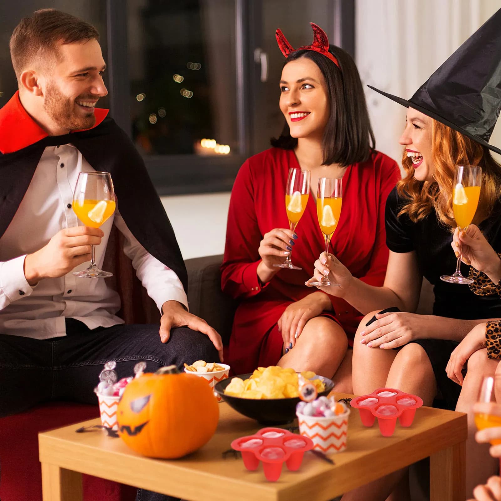 Stampi per cubetti di ghiaccio in silicone a forma di fantasma, 4 pezzi, vassoio per ghiaccio di Halloween per cocktail, whisky, bevande, riunioni di famiglia, ristoranti, bar