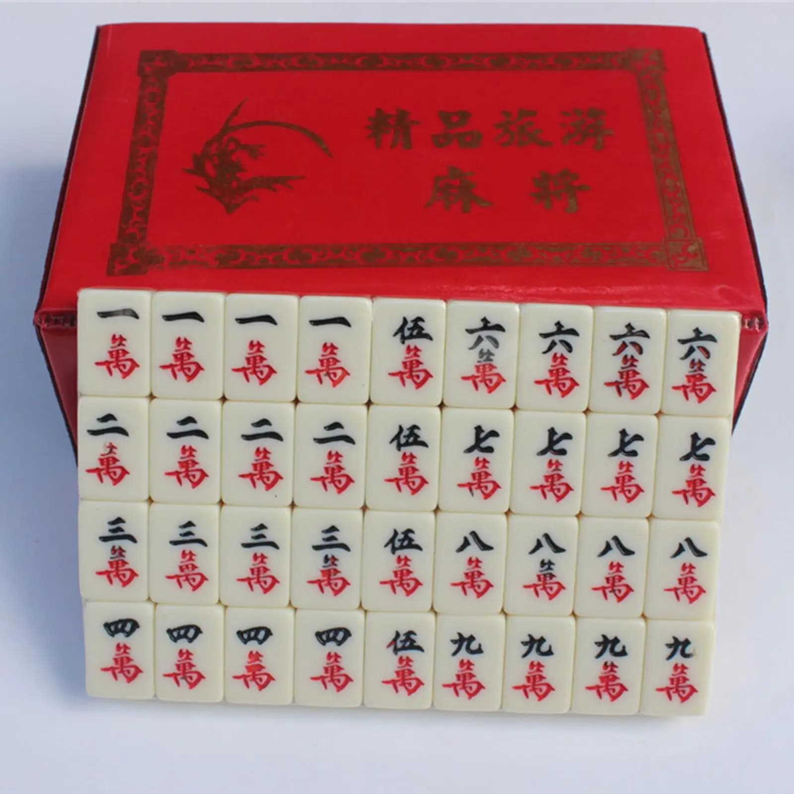Mini Set di Mahjong con 144 Tessere Intagliate in Melamina, Gioco da Tavolo Tradizionale Cinese per Casa, Viaggi e Intrattenimento