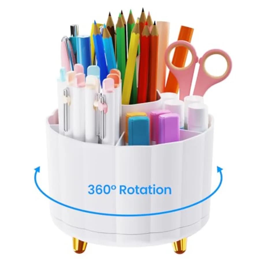 Portapenne Girevole a 360° per Scrivania, Organizzatore di Penne con 6 Scomparti, Accessori da Ufficio Carini, Accessori per Scrivania per Ufficio, Scuola