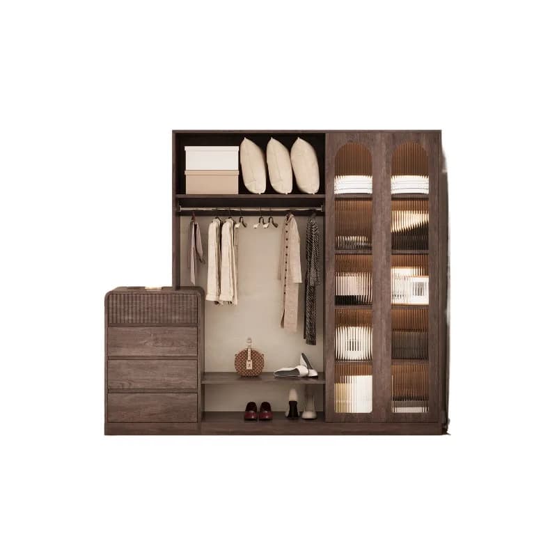 Floor-to-ceiling solid wood hanger for bedroom, clothes rack, high-end wardrobe