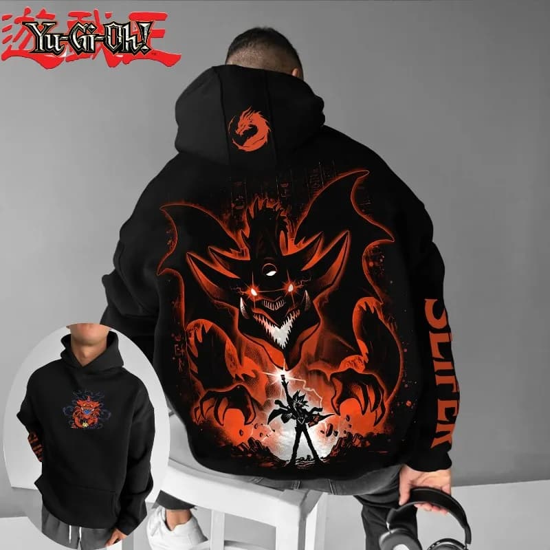 2025 Yu Gi Oh Personaggio Obelisco Arma divina gigante Stampato Maschio Autunno/Inverno Spessa e larga Y2K Halloween COS Felpa con cappuccio larga