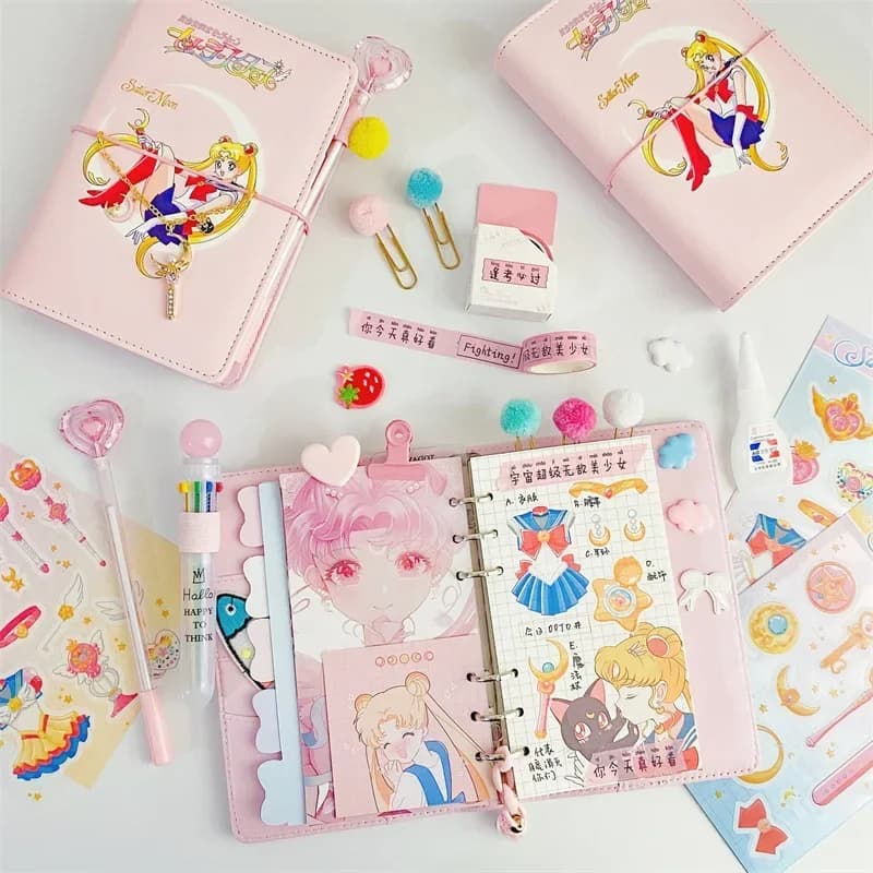 Cartoon Anime Sailor Moon Handbook Tool Material Set Student Loose leaf Notebook Christmas Gift