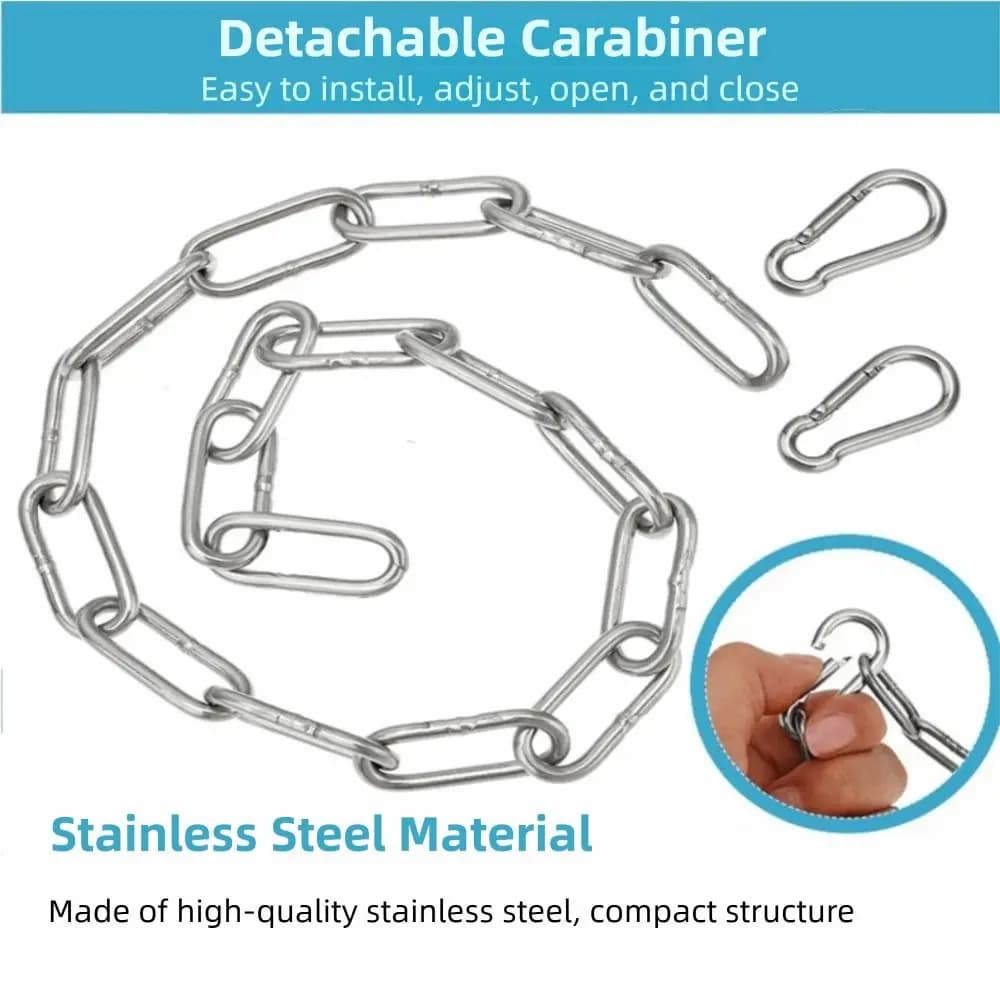 30 Inch Boxing Chain Silver Stainless Steel Hammock Chain with 2 Outdoor Heavy Duty Chain