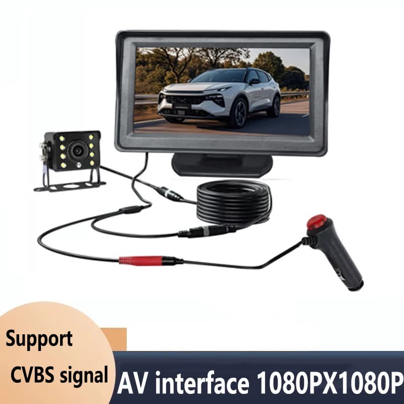 Installazione semplice di monitor per auto da 4,3 pollici e 5 pollici, telecamera per retromarcia, dall'aspetto avanzato, dall'aspetto posteriore, 12-24 V, universale
