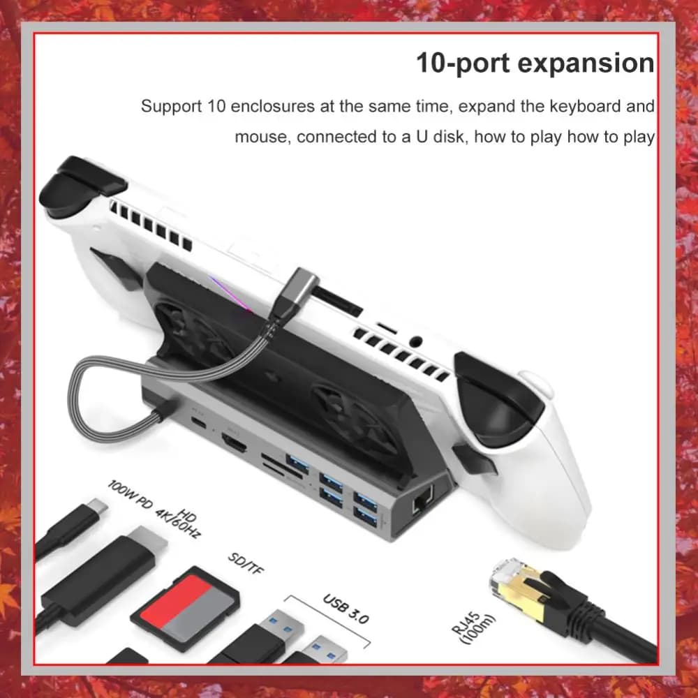 Docking Station per Console 4K 60Hz, Supporto TV HDMI, Ethernet Gigabit 1000Mbps, USB Type-C 3.0 2.0 per ROG Ally Game