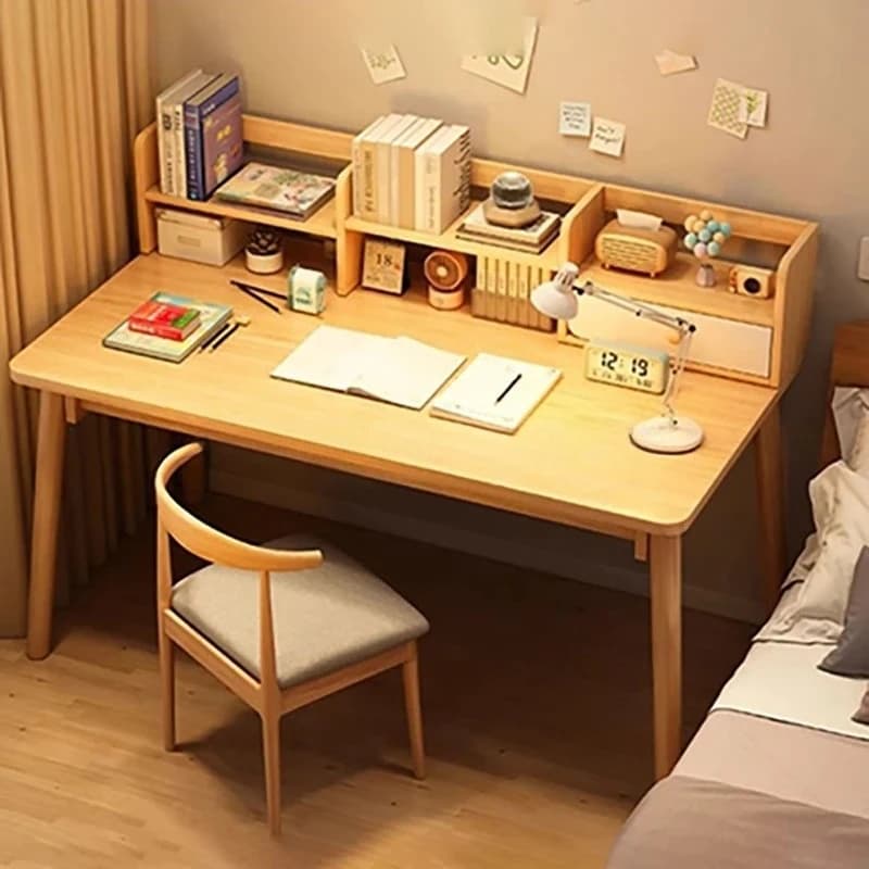 Set Moderno di Scrivania e Sedia in Legno per Computer, Camera da Letto, Sala Giochi, Scrivanie Semplici per Gamer, Mobili da Ufficio, Tavolo e Sedie con Ripiano