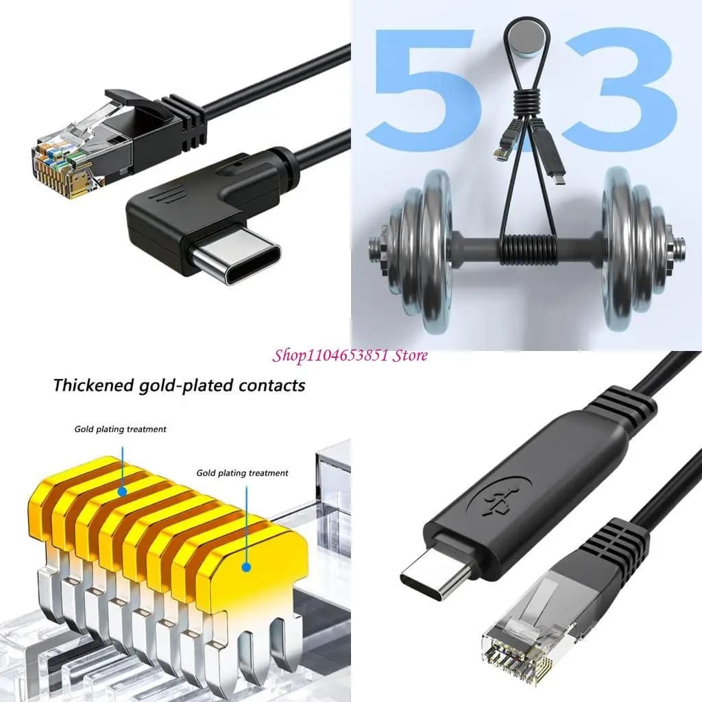 Highly Speed USB C To RJ45 Ethernet Cable 1000Mbps Speed For Gaming Streaming Not Needed Driver Compactly Design